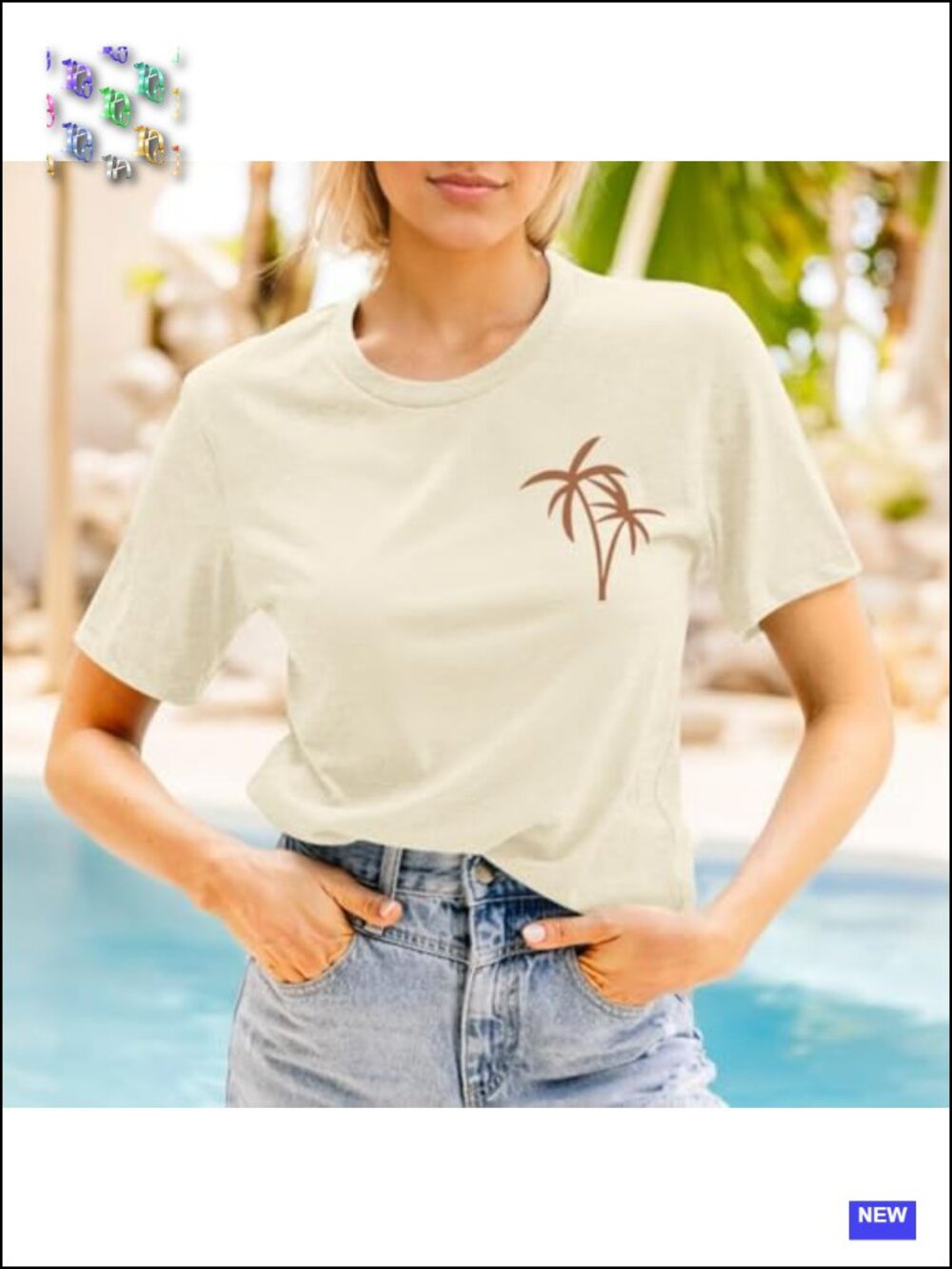 Women's Hawaiian Beach Tropical Short Sleeve Graphic Tee - Picture 2 of 6
